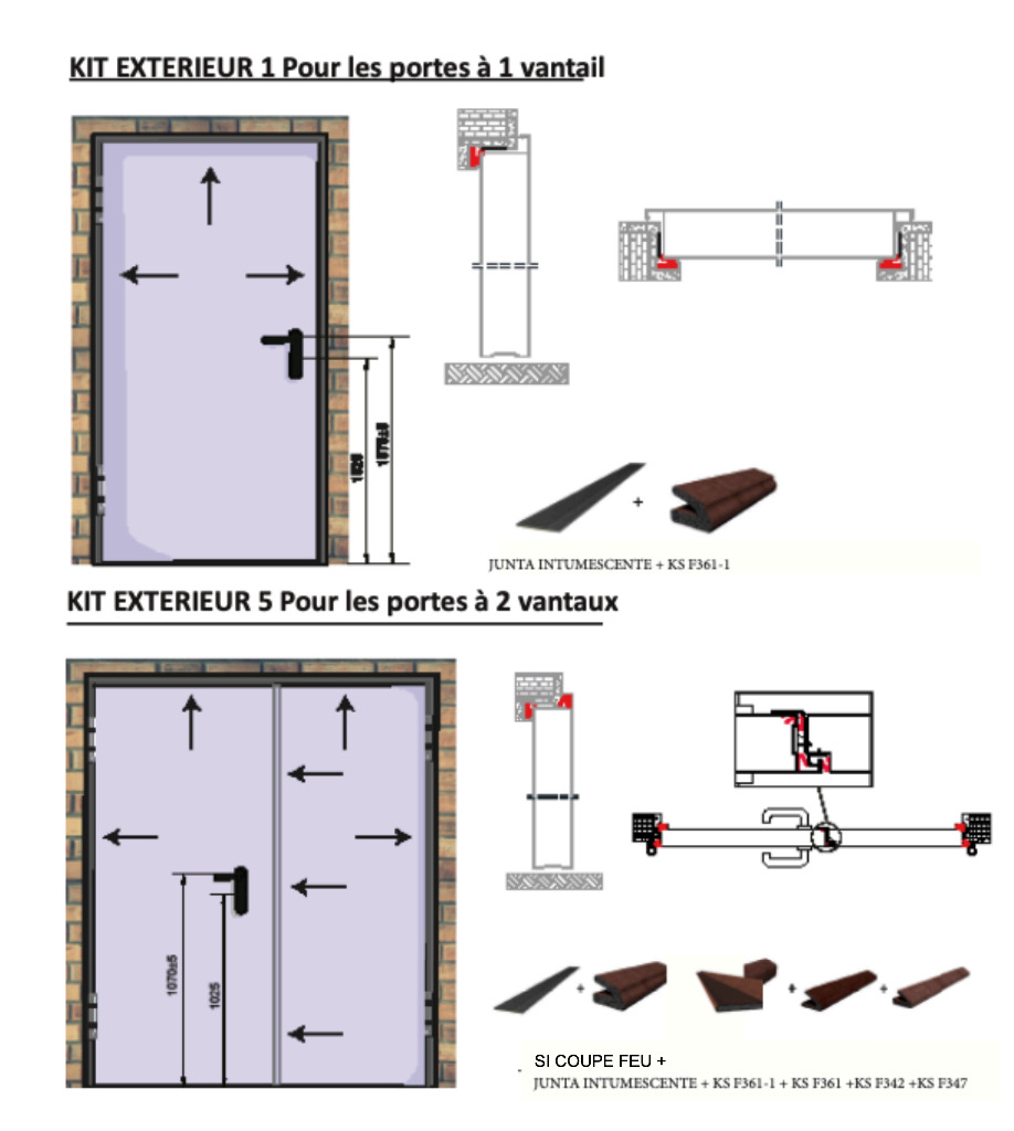 BLOC PORTE MÉTALLIQUE BÂTI D'ANGLE EXTÉRIEUR 1V EI60 990 x 2140 RAL 7024 gallery image